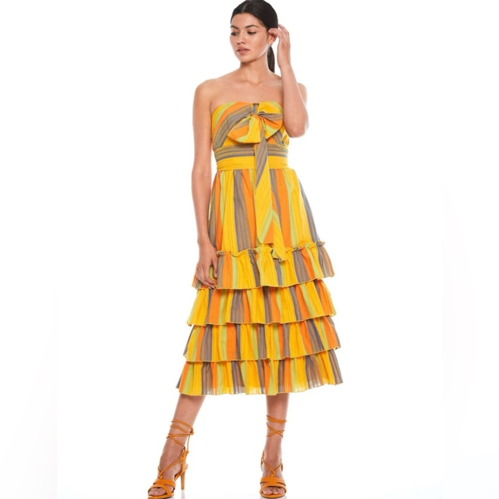 TALULAH: Imperial Strapless Stripe Tier Dress, size XS